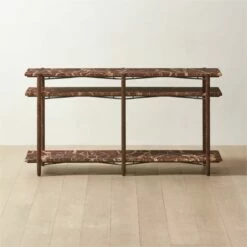 Ember Red Marble Console Table - Stylish Living Room Furniture