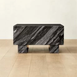 Enyo Square Grey Marble Side Table - Modern Living Room Furniture