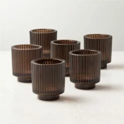 Ezra Dark Brown Tealight Candle Holders Set Of 6 - Elegant Home Accessories