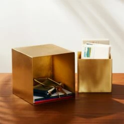 2-Piece Small Solid Brass Studio Storage Box Set - Elegant Home Accessories