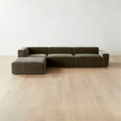 Faible 4-Piece Grey Performance Velvet Sectional Sofa With Right Arm – Modern Living Room Furniture