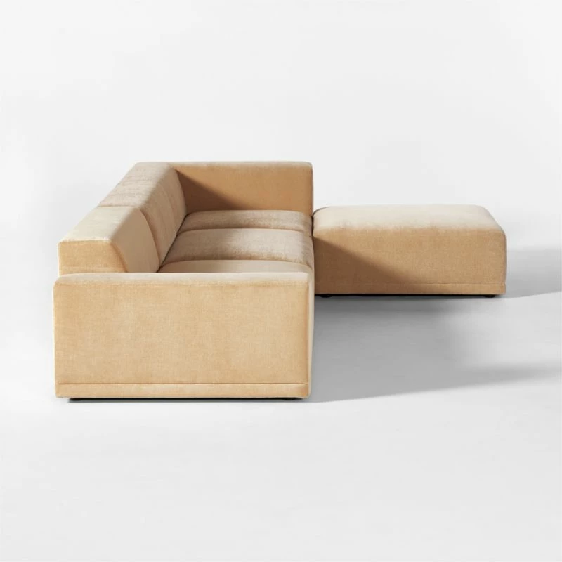 Faible 4-Piece Wheat Performance Velvet Sectional Sofa With Left Arm - Modern Living Room Furniture - Image 4