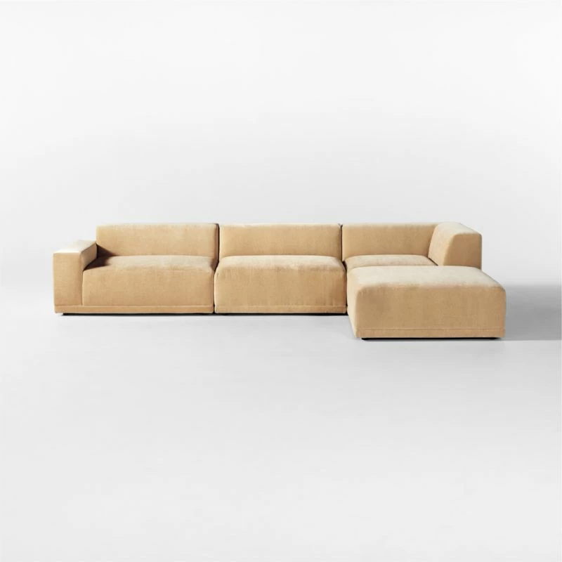 Faible 4-Piece Wheat Performance Velvet Sectional Sofa With Left Arm - Modern Living Room Furniture - Image 2