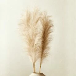 Set of 3 Faux Pampas Grass Taupe Stems - 39" Tall - Premium Home Accessories