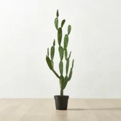 Faux Potted Cactus Plant 4'9'' - Realistic Home Decor for Modern Spaces