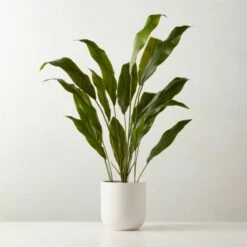 Faux Potted Iron Leaf Plant 35" - Elegant Home Accessory