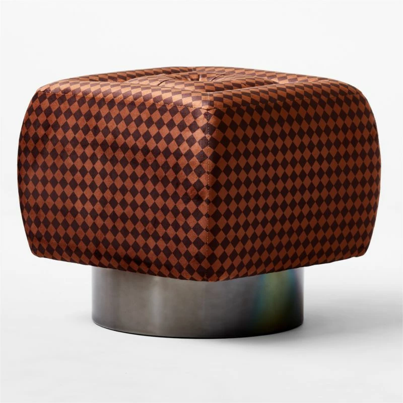 Fells Velvet Print Small Tufted Ottoman - Stylish Living Room Furniture - Image 3