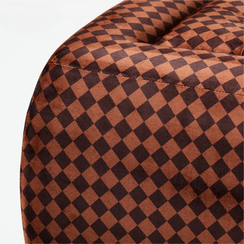 Fells Velvet Print Small Tufted Ottoman - Stylish Living Room Furniture - Image 4