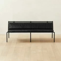 Fenn Black Cord and Leather Settee - Modern Living Room Furniture
