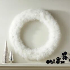 Fluffy White Feather Wreath 36'' - Elegant Home Decor for Walls or Doors