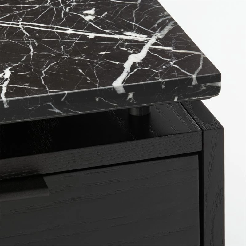 Fullerton 3-Drawer Black Metal And Oak Wood Desk With Black Marble Top - Image 8