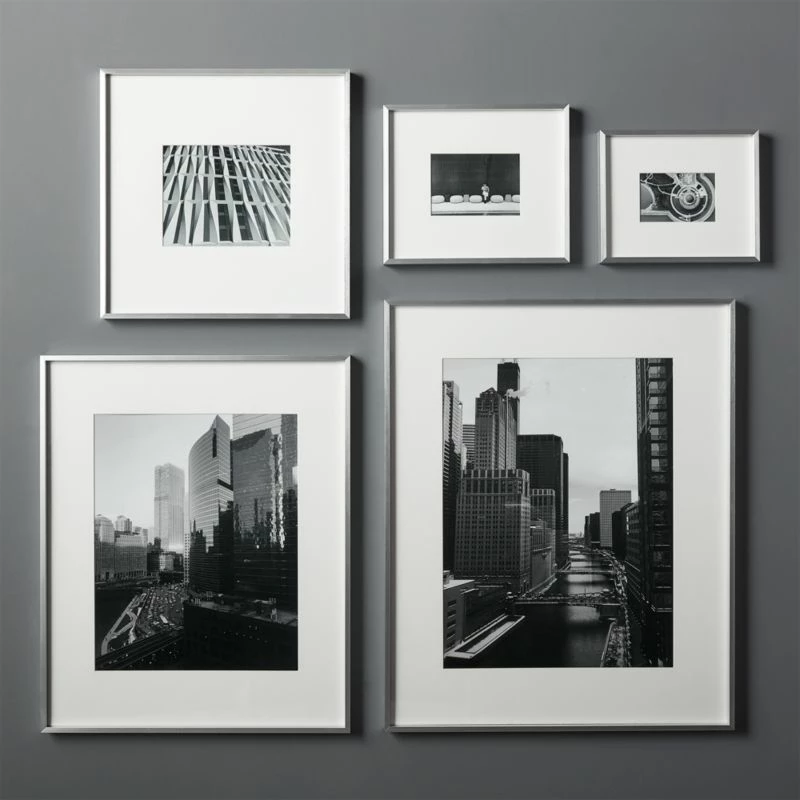 Gallery Brushed Silver Picture Frame with White Mat 8"x10" - Elegant Wall Decor - Image 2