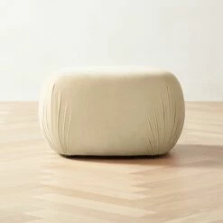 Gideon Warm White Velvet Ottoman - Luxurious Living Room Footrest
