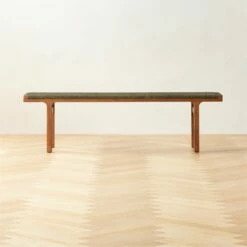 Large Green Leather Bench - Stylish Living Room Furniture