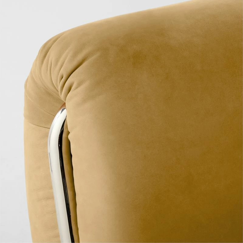 Hada Armless Beige Leather Lounge Chair - Modern Living Room Furniture - Image 6