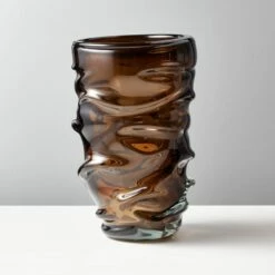 Jacqueline Brown Handblown Glass Vase - Elegant Home Accessory