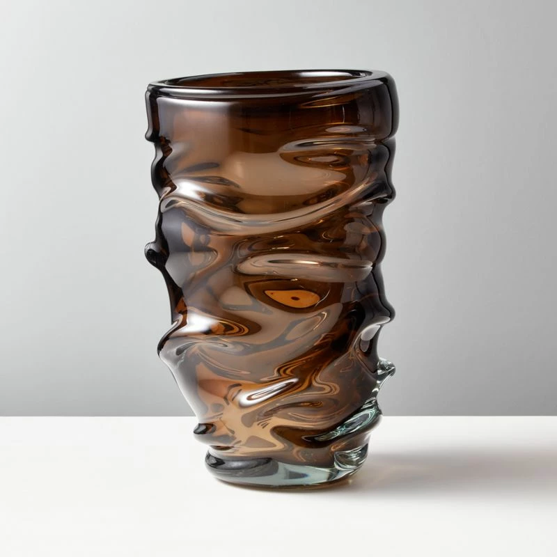 Jacqueline Brown Handblown Glass Vase - Elegant Home Accessory