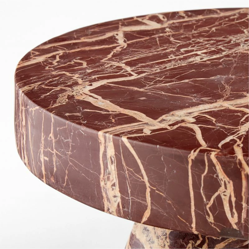 Jaxx Round Red Marble Side Table Tall - Modern Living Room Furniture - Image 4