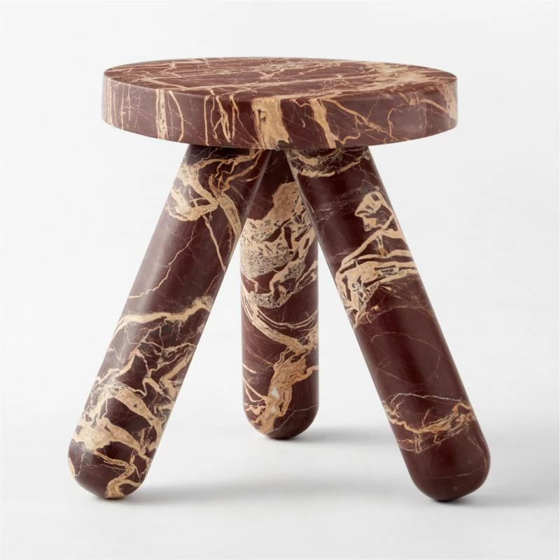 Jaxx Round Red Marble Side Table Tall - Modern Living Room Furniture - Image 3