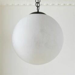 21" Moon Globe Pendant Light with Black Chain - Stylish Modern Lighting