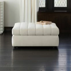 Stylish Stitch Fabric Ottoman for Living Room - Comfort & Elegance
