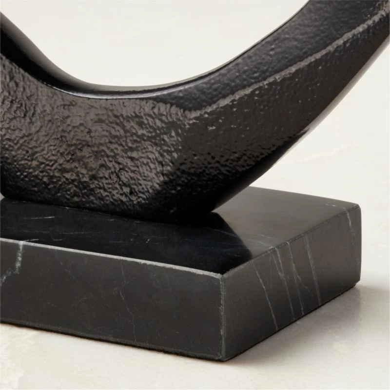Kokum Black Marble and Metal Sculpture - Elegant Home Accessory - Image 2