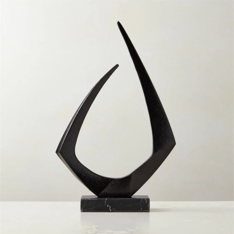 Kokum Black Marble and Metal Sculpture - Elegant Home Accessory