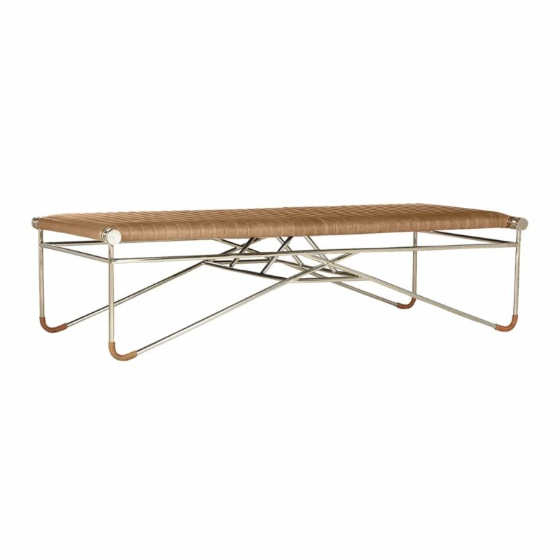 La Strizza 61" Saddle Leather Bench with Bolster Pillows - Luxurious Living Room Furniture - Image 7