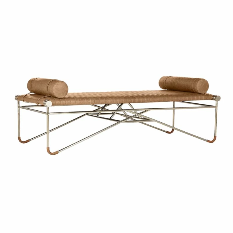 La Strizza 61" Saddle Leather Bench with Bolster Pillows - Luxurious Living Room Furniture - Image 6