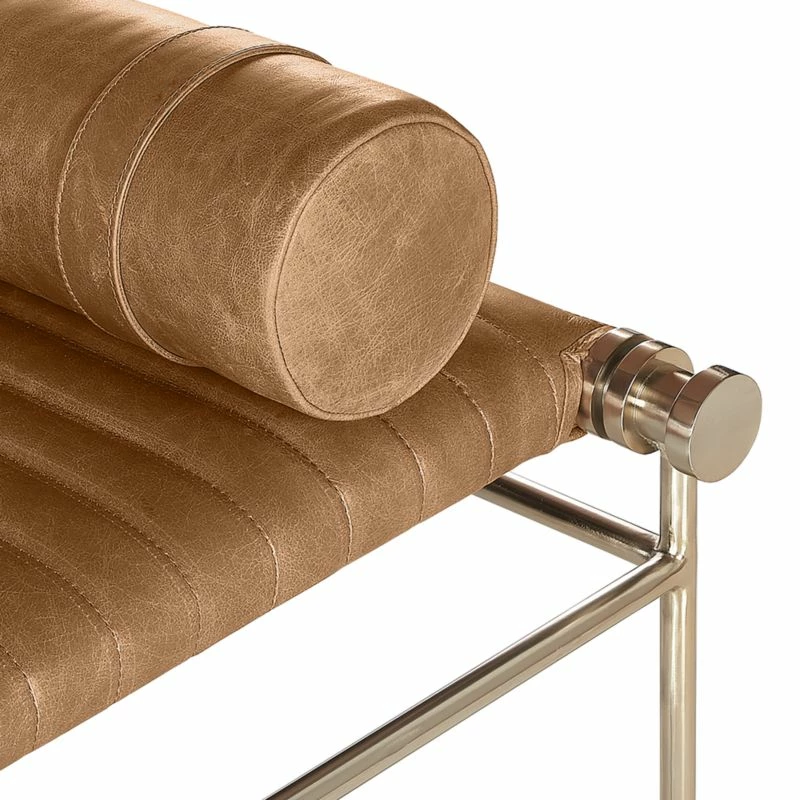 La Strizza 61" Saddle Leather Bench with Bolster Pillows - Luxurious Living Room Furniture - Image 9