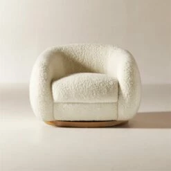 Laszlo Warm White Boucle Swivel Chair - Modern Living Room Furniture