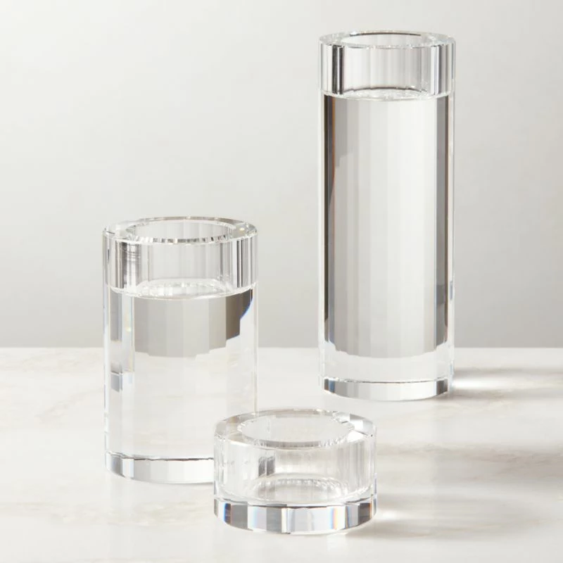 Lena Crystal Tealight Candle Holders Set Of 3 - Elegant Home Accessories