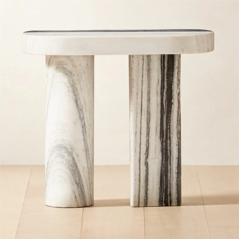 Livello White Marble Side Table - Elegant Living Room Furniture