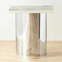 Luca White Marble Side Table | Modern Living Room Furniture