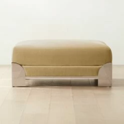 Luis Camel Velvet Ottoman - Elegant Living Room Furniture