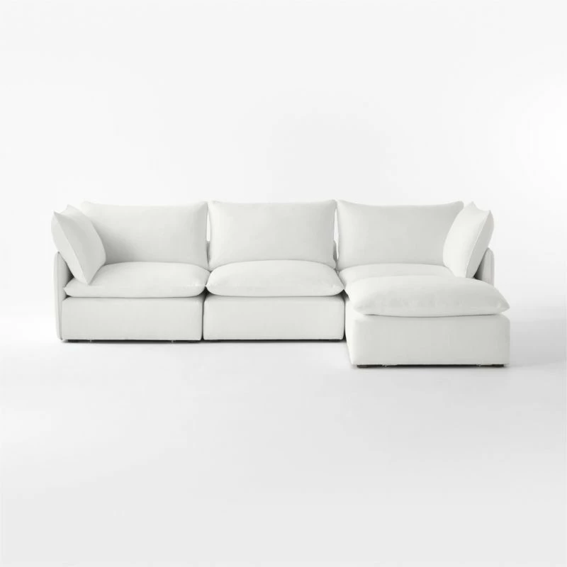 Lumin 4-Piece Modular Snow White Performance Fabric Sectional Sofa - Modern Living Room Furniture - Image 3