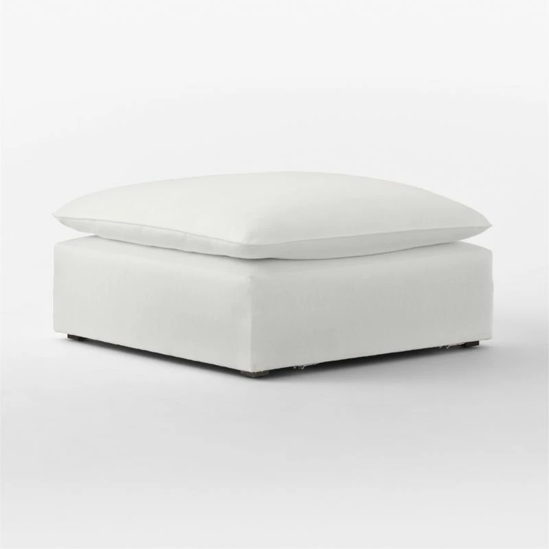 Lumin Snow White Performance Fabric Ottoman - Stylish Living Room Furniture - Image 3