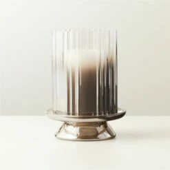 Lustro Smoked Glass Hurricane Candle Holder Small - Elegant Home Accessory