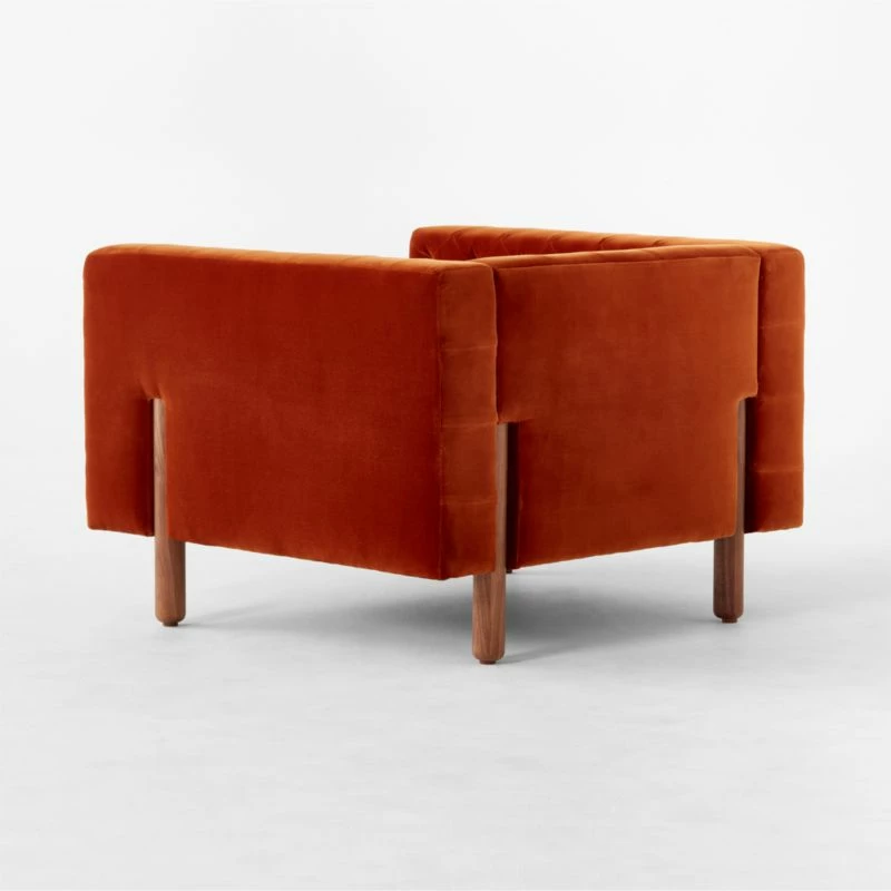 Marconi Tufted Rust Velvet Accent Chair - Elegant Living Room Furniture - Image 6