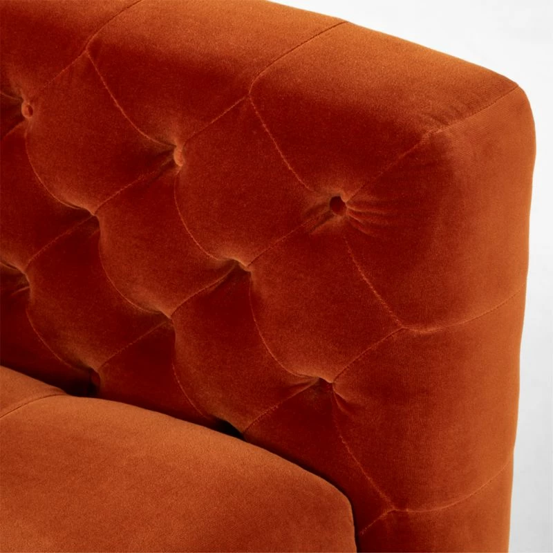 Marconi Tufted Rust Velvet Accent Chair - Elegant Living Room Furniture - Image 8