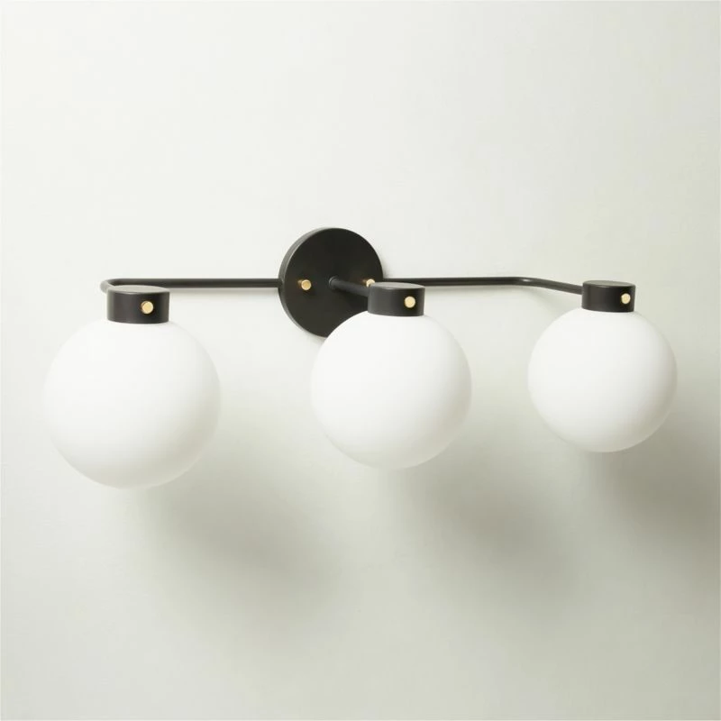 Marra 3-Bulb Black Globe Vanity Light - Modern Bathroom Lighting Fixture
