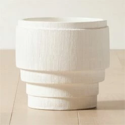 Marram Ribbed White Indoor Planter Small | Modern Home Accessories