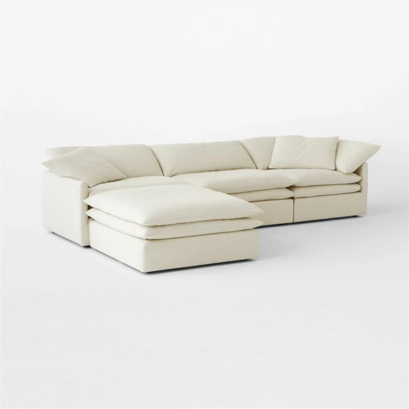 Mattea 4-Piece Neutral Performance Linen Sectional Sofa with Left-Arm - Modern Living Room Furniture - Image 4