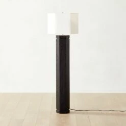 Maya Black Ebonized Oak Wood Floor Lamp - Modern Lighting for Home Decor