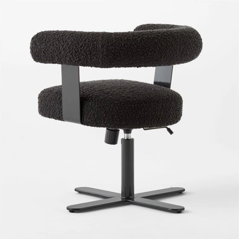 Mezza Charcoal Grey Boucle Office Chair - Ergonomic & Stylish - Image 5