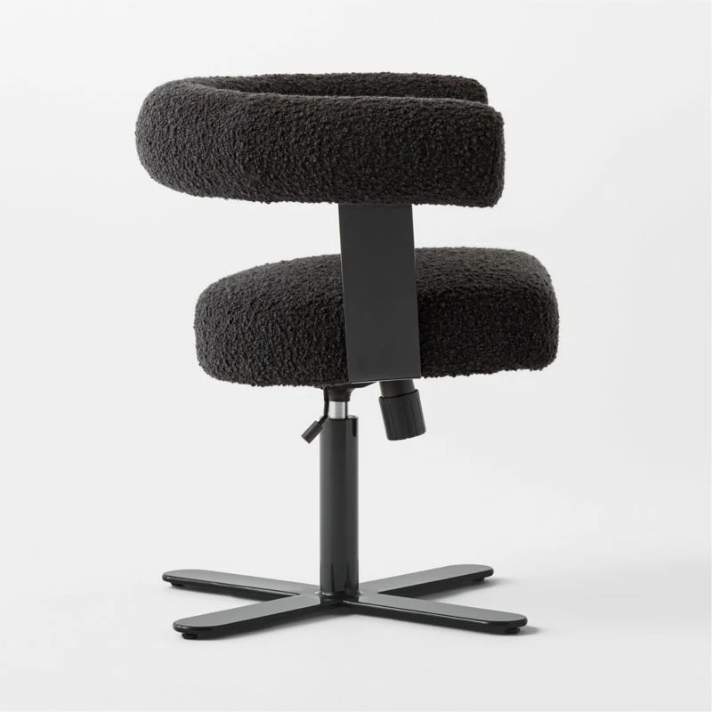 Mezza Charcoal Grey Boucle Office Chair - Ergonomic & Stylish - Image 4