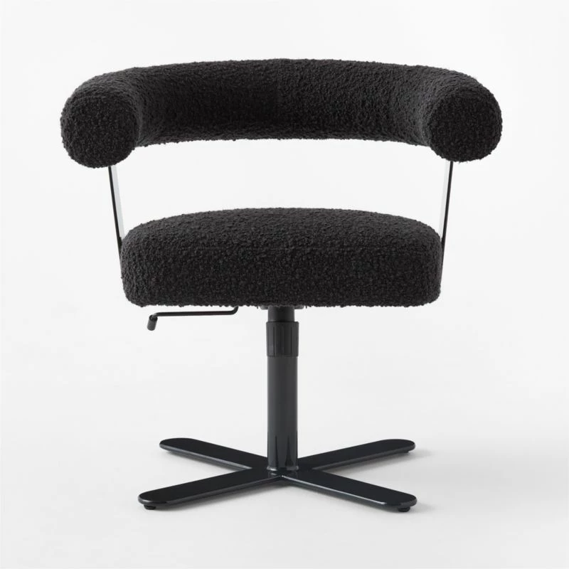 Mezza Charcoal Grey Boucle Office Chair - Ergonomic & Stylish - Image 2
