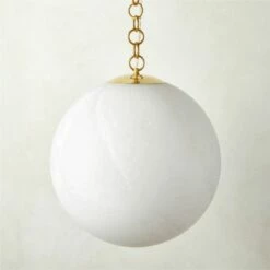 21" Moon Globe Pendant Light with Brass Chain - Modern Lighting Fixture