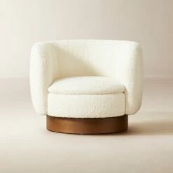 Muir White Boucle Swivel Chair - Modern Living Room Furniture