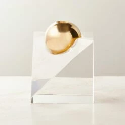 Newton Crystal Glass Ball Taper Candle Holder - Elegant Home Accessory